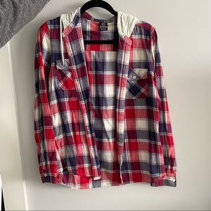 Empyre red & navy blue flannel, size medium